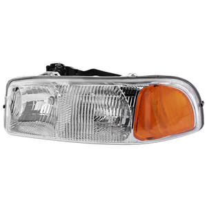 Headlight Assembly for GMC Sierra 1999-2006, Left Driver, Halogen, Includes 2007 Classic, Replacement