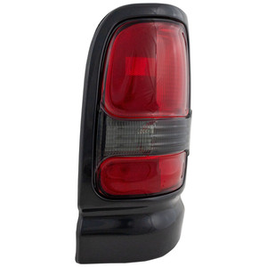 Tail Light for Dodge Ram Pickup 1994-2002, Left Driver, Lens and Housing, with Sport Package, Black, Replacement