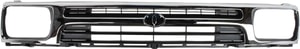 Grille for 1992-1995 Toyota Pickup, Chrome Shell with Painted Black Insert, Plastic, 1-Piece Type, 2WD (Two-Wheel Drive), Replacement