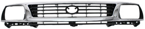 Grille for 1995-1996 Tacoma, Plastic, Chrome Shell/Painted Black Insert, 2WD (Two-Wheel Drive), Replacement