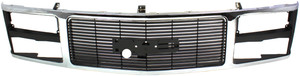 Chrome Shell/Black Insert Grille for 1988-1993 GMC C/K Series, Compatible with Quad or Composite Headlights, Replacement