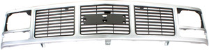 Grille for 1988-1993 GMC C/K Series, Silver Shell and Insert with Single Sealed Beam Headlight, Replacement