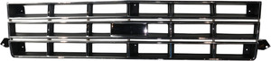 Grille for 1983-1990 Chevrolet S10 Blazer/1982-1990 S10 Pickup, Chrome Shell with Painted Black Insert, Replacement