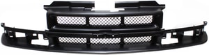 Grille for Chevrolet Blazer 1998-2005 / S10 Pickup 1998-2004, Black Shell and Insert with Mesh Insert, Replacement