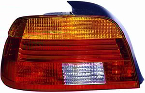 Left Driver Rear Tail Light Assembly Replacement Housing/Lens/Cover for 2001 - 2003 BMW 530i, 4 Door Sedan with Amber Turn Signal Lens,  63216900211, Replacement