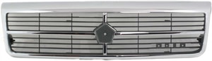 Grille for Dodge Spirit Base Model, 1989-1992, Plastic, Chrome Shell with Painted Black Insert, Replacement