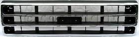 Grille for Ford F-Series 1989-1991, Chrome Shell with Painted Dark Argent Insert, Replacement Models: F-150, F-250, F-350.