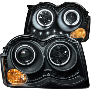 Left Driver Headlight Lens/Housing for 2008-2010 Jeep Grand Cherokee, Front Headlight Assembly Replacement Housing/Lens/Cover, Halogen, 55157483AE, Replacement