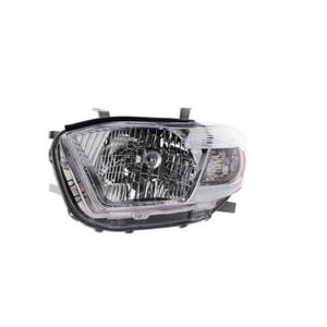 Headlight for Toyota Highlander 2008-2010 Left Driver, Lens and Housing, Chrome Interior, Base/Limited/SE Models, Japan Built Vehicle, Replacement