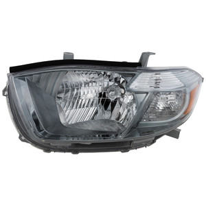 Headlight for Toyota Highlander 2008-2010 Left Driver, Lens and Housing, Black Interior, Sport Model, Built in Japan, Replacement