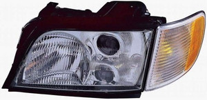 Left Driver Headlight Assembly for 1996 - 1997 Audi A6, Front Headlight Assembly Replacement Housing / Lens / Cover, Composite;  4A0941003BF, Replacement