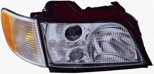 Right Passenger Headlight Assembly for 1996 - 1997 Audi A6, Front Headlight Assembly Replacement Housing, Lens, Cover, Composite;  4A0941004BF, Replacement