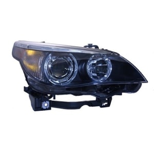 Right Passenger Headlight Assembly for 2004 - 2007 BMW 545i, E60 Body Code, Front Replacement Housing/Lens/Cover, Xenon, without Auto Adjust Lights, Composite,  63127160198, Replacement