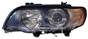 Right Passenger Headlight Lens/Housing for 2000 - 2003 BMW X5 Front Assembly Replacement, Xenon with White Turn Signals,  63126930240, Replacement