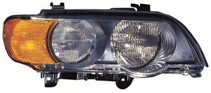 Front Headlight Assembly Replacement Housing / Lens / Cover for 2000 - 2003 BMW X5, Right Passenger Side, Halogen with Amber Turn Signals,  63126930210, Replacement