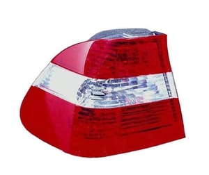 Left Driver Tail Light Assembly for 2002 - 2004 BMW 330i, Rear Tail Light Lens/Cover, E46 Body Code, 4-Door Sedan, Body Mounted with Red & Clear Lenses, OEM BM2800111, Replacement