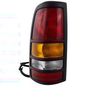 Tail Light Assembly for Chevrolet Silverado/GMC Sierra 3500 (2001-2003), Left Driver, with Black Bezel, Fleetside, Replacement