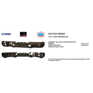 2018 - 2024 Jeep Wrangler Rear Bumper Assembly