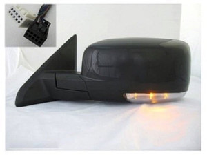 Left Driver Outside Rear View Mirror Assembly for 2009-2009 Dodge Ram 1500, Heated with Signal Light, Puddle Light, Paint to Match,  1FX371BSAD, Replacement