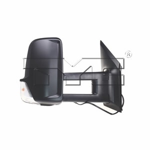 Right Passenger Outside Rear View Mirror Assembly for 2007 - 2009 Dodge Sprinter 2500, Manual with Signal Light, Extended Type,  68009974AA, Replacement Cover and Glass