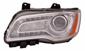 Left Driver Headlight Assembly for 2011 - 2014 Chrysler 300 Sedan, Front Headlight Assembly Replacement Housing / Lens / Cover, Halogen, Chrome Bezel, Composite,  68143003AC, Replacement