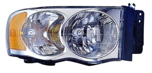 Right Passenger Headlight Assembly for 2004 - 2005 Dodge Ram 3500, Front Headlight Housing / Lens / Cover Replacement with Park/Signal/Marker Lights, Composite,  55077120AG, Replacement