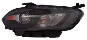 Right Passenger Headlight Assembly for 2013 - 2015 Dodge Dart, Front Replacement Housing/Lens/Cover, Black Trim, Composite,  68085140AL, Replacement