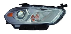 Right Passenger Front Headlight Assembly Replacement Housing/Lens/Cover for Dodge DaRight, 2013 - 2015, Halogen, Chrome Trim,  68081388AL, Replacement