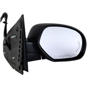 Right Passenger Mirror for Chevrolet Silverado (2007-2013)/Suburban (2007-2014), Non-Towing, Power Adjusted, Power Folding, Heated, Paintable, Textured, 2 Caps, with Memory, Puddle and Signal Light, Replacement
