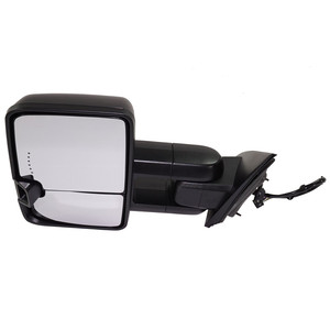 Towing Mirror Left Driver for Chevrolet Silverado/GMC Sierra 1500, 2014-2018, Power, Manual Folding, Heated, Textured, Includes 2019 1500 LD/Sierra 1500 Limited, with Amber LED Signal Light, Replacement