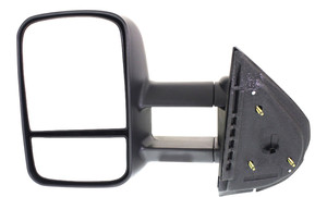 Towing Mirror for Chevrolet Silverado 2007-2013/Suburban 2007-2014, Left Driver, Manual Adjust, Manual Folding, Non-Heated, Textured, Without Memory, Puddle Light, and Signal Light, Replacement
