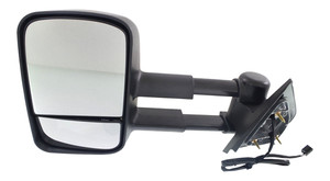 Towing Mirror for Chevy Silverado/Suburban 2007-2014 Left Driver, Power Control, Manual Folding, Heated, Textured, without Signal and Puddle Light, with Memory, Replacement
