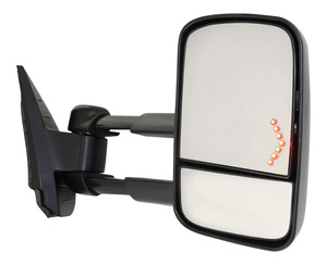 Towing Mirror Right Passenger for Chevrolet Silverado/Suburban 2007-2014, Power Adjustment, Manual Folding, Heated, Textured, with In-glass Signal Light, without Memory and Puddle Light, Replacement
