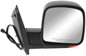 Right Passenger Side Mirror for Chevrolet Express/GMC Savana Van 2003-2007, Non-Towing, Power Adjustable, Manual Folding, Heated, Textured, Standard Type, with Signal Light, Replacement