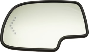 Mirror Glass for Silverado/Sierra 2003-2006, 2007 Classic, All Cab Types, Left Driver, Non-Towing, Heated, with Backing Plate, Auto-Dimming, Signal Light, without Blind Spot Detection, Replacement