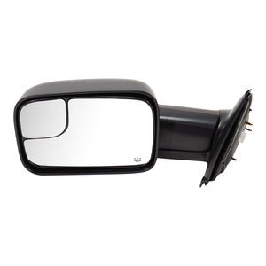 Towing Mirror for Dodge RAM 1500 Pick-Up (2002-2009), RAM 2500/3500 Pick-Up (2003-2009), Left Driver, Power, Manual Folding, Heated, Textured, Replacement