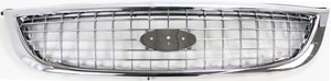 Grille for Ford Windstar 2001-2003, Plastic, Chrome Shell with Painted Black Insert, Excluding Limited Model, Replacement