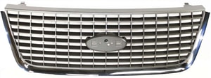 Grille for Ford Expedition 2003-2006, Chrome Shell/Painted Gray Insert, Factory Installed, Compatible with NBX/XLS/XLT Models, Replacement
