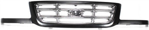 Grille Cross Bar Insert for Ford Ranger 2001-2003, Black Shell with Chrome Insert, Replacement