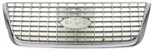 Chrome Shell with Painted Silver Insert Grille for 2003-2006 Ford Expedition, Eddie Bauer Model, without Monochromatic Package, Replacement