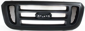 GRILLE for Ford Ranger 2004-2005, Horizontal Bar Insert, Painted Black Shell and Insert, 2WD (Two-Wheel Drive), XL/XLT/Edge/Tremor Models, Replacement