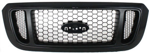 Honeycomb Insert Grille for Ford Ranger 2004-2005, Textured Black Shell/Painted Silver Insert, 4WD (Four-Wheel Drive), XL/XLT/Edge/FX4/Tremor Models, Replacement