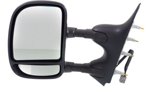 Towing Mirror for Ford Econoline Van 2009-2014, Left Driver, Power Adjustable, Manual Folding, Non-Heated, Textured, Without Auto-Dimming, Blind Spot Detection, Memory, and Signal Light, Replacement