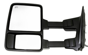 Towing Mirror for Ford F-Series Super Duty 2008, Left Driver, Power, Manual Folding, Heated, Textured, with Signal Light, without Memory, Replacement