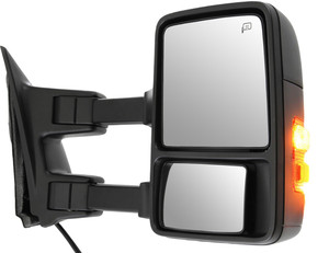 Towing Mirror for Ford F-Series Super Duty 2008, Right Passenger, Power, Manual Folding, Heated, Textured, w/ Signal Light, w/o Memory, Replacement