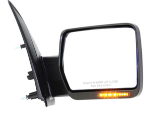 Right Passenger Mirror for Ford F-150 2009-2010, Non-Towing, Power Operated, Manual Folding, Heated, Textured, without Auto-Dimming, Blind Spot Detection, In-Housing Signal Light, Memory, Excludes SVT Raptor Model, Replacement