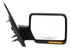 Replacement Mirror for Ford F-150 2007-2008 Right Passenger, Non-Towing, Power, Manual Folding, Heated, Chrome, with In-housing Signal Light and Memory, without Auto Dimming and Blind Spot Detection
