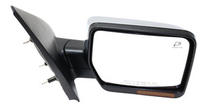 Mirror for Ford F-150 2007-2008, Right Passenger, Non-Towing, Power Operated, Power Folding, Heated, Chrome, with In-housing Signal Light and Memory, without Auto Dimming and Blind Spot Detection, Replacement