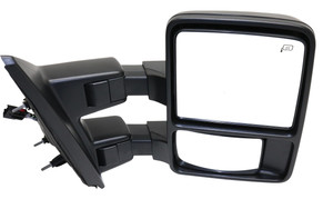 Towing Mirror for Ford F-150 2013-2014, Right Passenger, Power, Power Folding, Heated, Textured, with Memory and Signal Light, Excludes SVT Raptor Model, Replacement