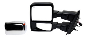 Towing Mirror for Ford F-150 2013-2014, Left Driver, Power / Power Folding, Heated, Chrome / Paintable 2 Caps, with Memory and Signal Light, Excludes SVT Raptor Model, Replacement